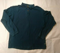 Tommy Bahama Mens Size XL Green Relax Long Sleeve Polo Shirt 100% Cotton - $15.82