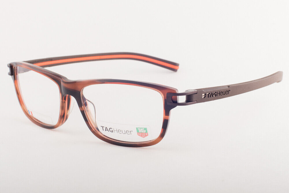 Tag Heuer 7605 002 TRACK Brown Orange Eyeglasses TH7605-002 56mm