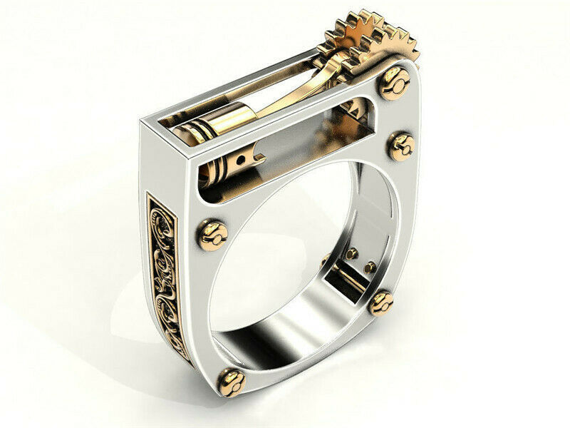 Business Men's Fashion 18K Gold&925 Silver Lighter Ring Wedding Boyfriend Gifts