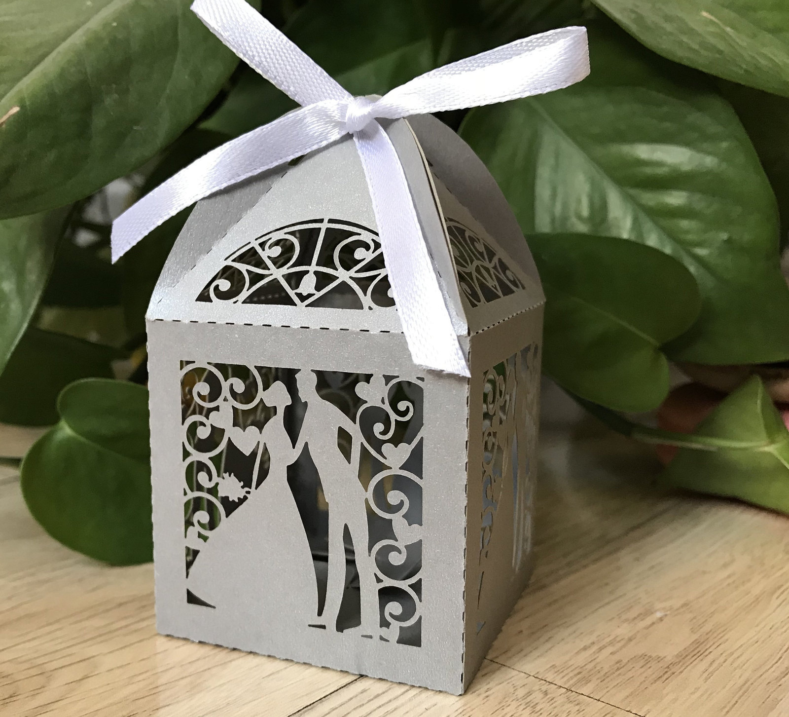 100pcs Silver Brid Groom Laser Cut Wedding Gift Box,Candy,Chocolate ...
