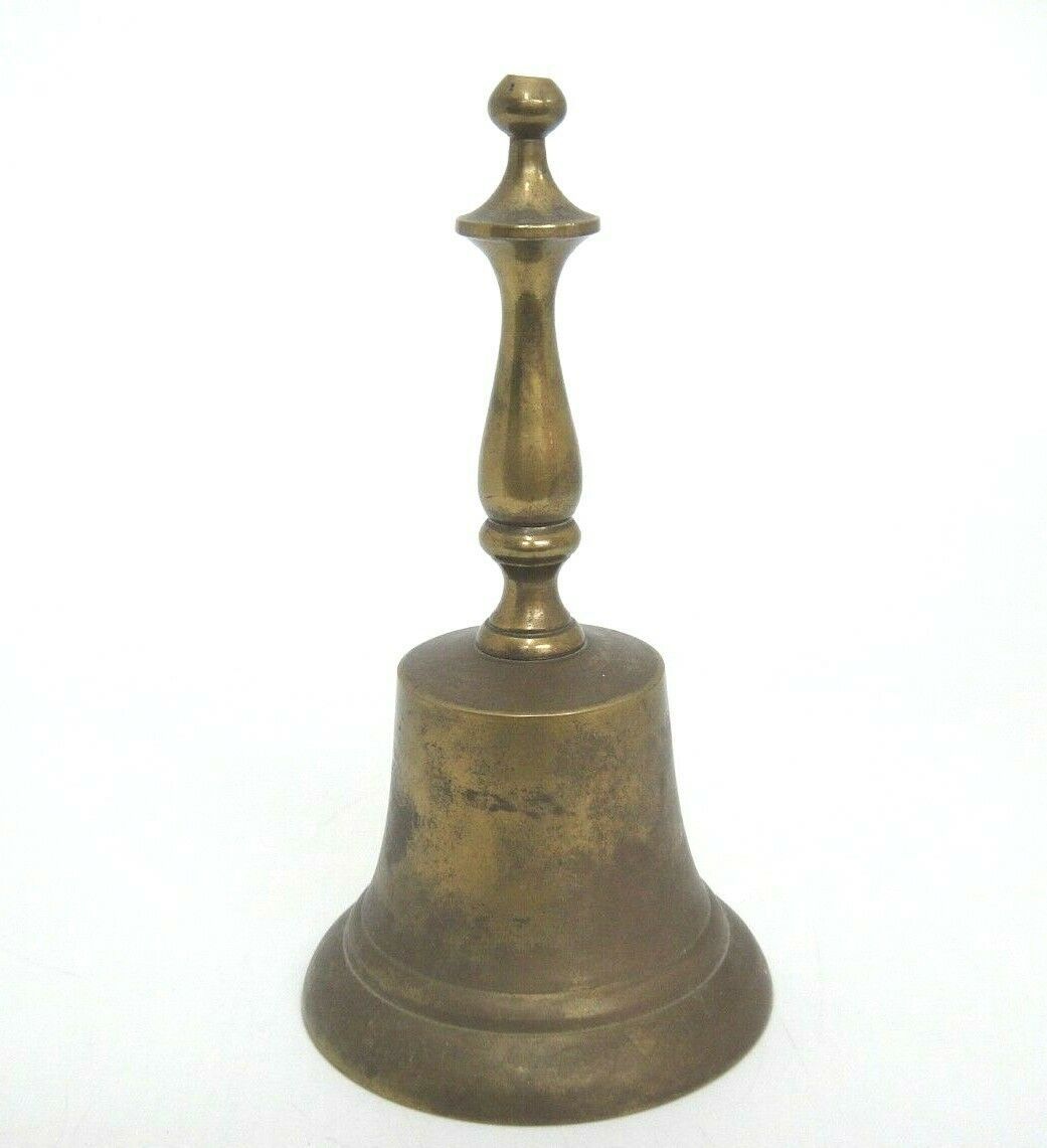 Primary image for Vintage Brass Hand Bell Desk Counter School 6.25" Made in India