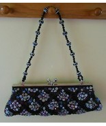 Black Beaded/Sequin Silk Evening Purse with Colorful Beaded Shapes - $56.00