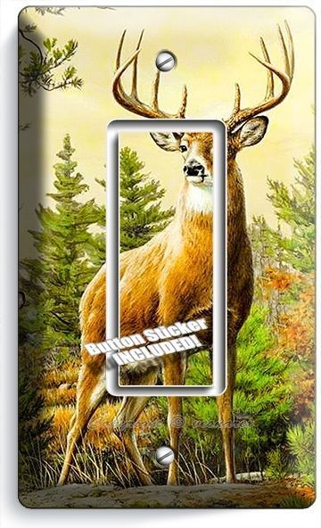 WHITETAIL DEER BUCK ANTLERS SINGLE GFCI LIGHT SWITCH WALL PLATE COVER HOME DECOR