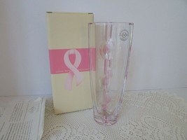 VTG LENOX CRYSTAL BUD VASE GIFT OF KNOWLEDGE BREAST CANCER 8&quot; MINT - $24.70