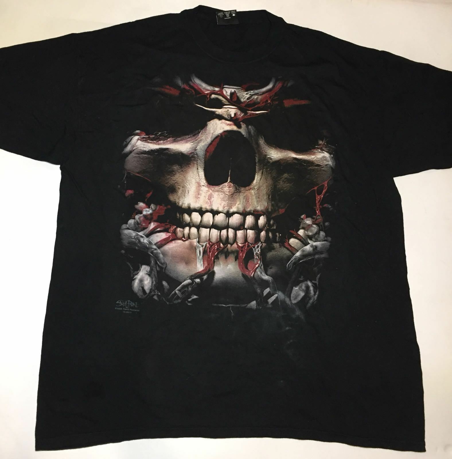 The Mountain Skulbone Skull Face Skeleton Black Cotton Halloween Shirt Adult 3XL