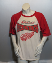 Detroit Redwings Shirt (VTG) - 3/4 Sleeve Raglan Big Logo - Men's Large - $49.00