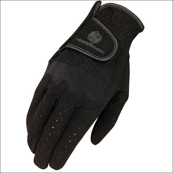 6 SIZE HERITAGE SPECTRUM SHOW RIDING GLOVES HORSE EQUESTRIAN BLACK Gloves