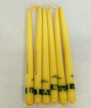 vintage lot of six  lenox hand dipped yellow taper candles standtite base  - $19.75