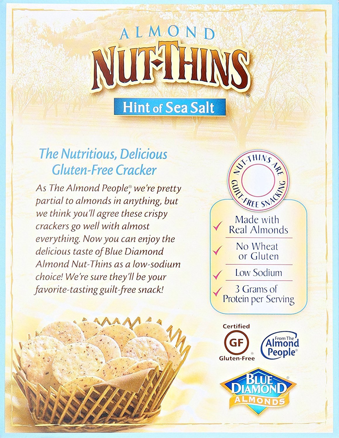 Blue Diamond Almond Nut Thins Cracker Crisps, Hint of Sea Salt, 4.25