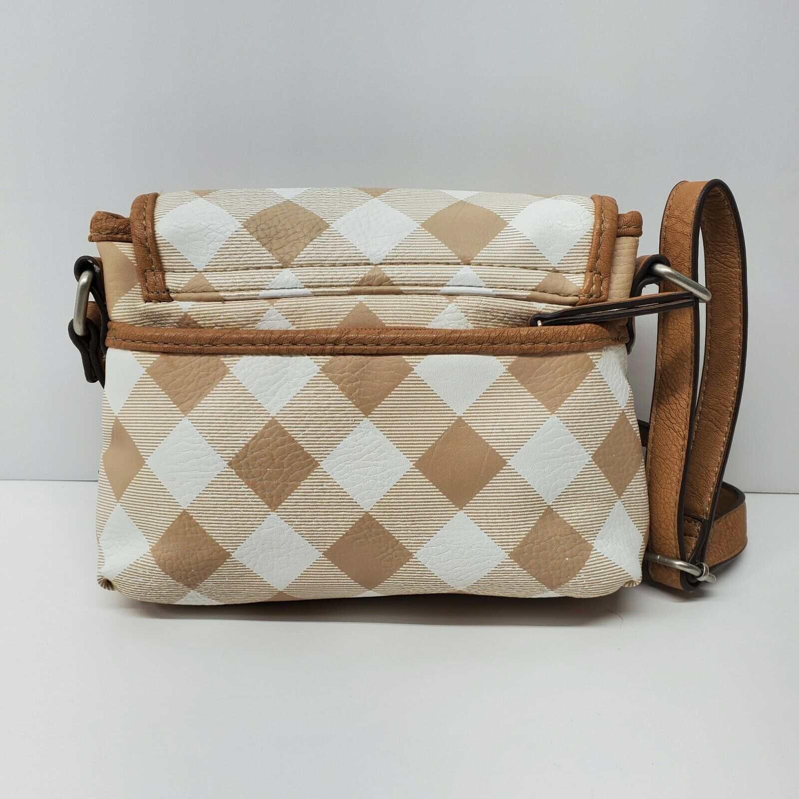 BOC Purse Shoulder Bag Brown White Checkered Man Made Women's Bags