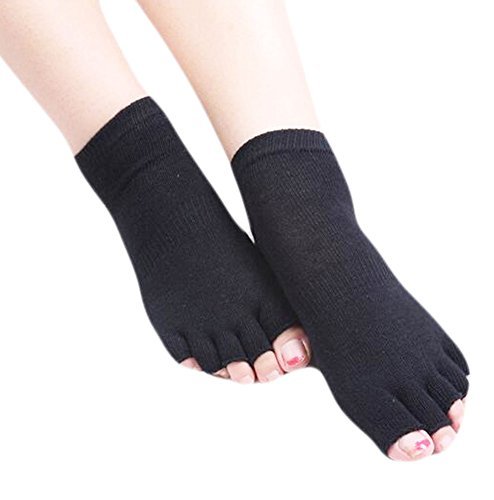 George Jimmy Black Cotton Toe Yoga Socks Non Slip Fashion Warm Socks