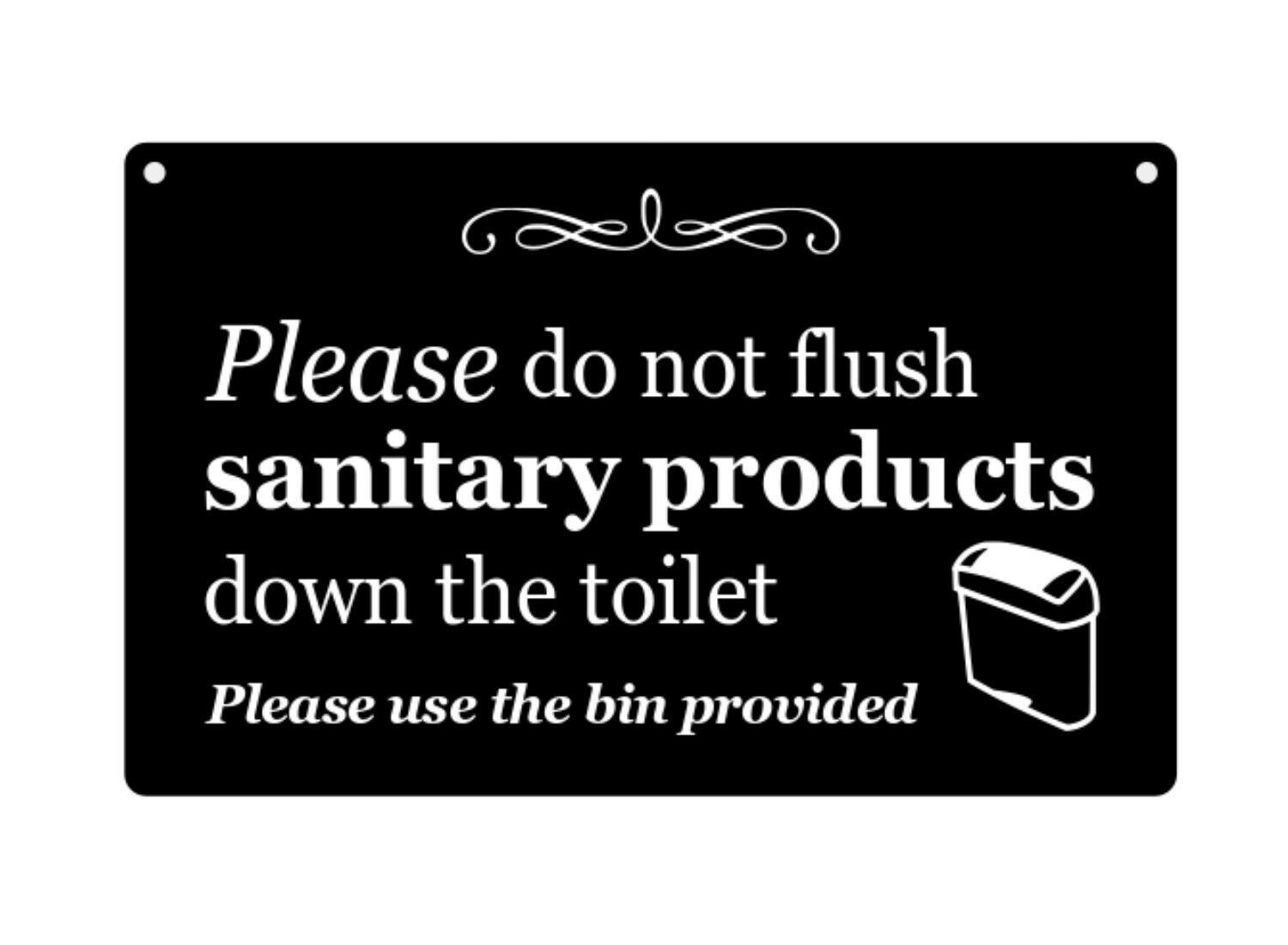 Sanitary Bin Sign for Toilet, Bathroom, W.C Only Toilet Paper, hang