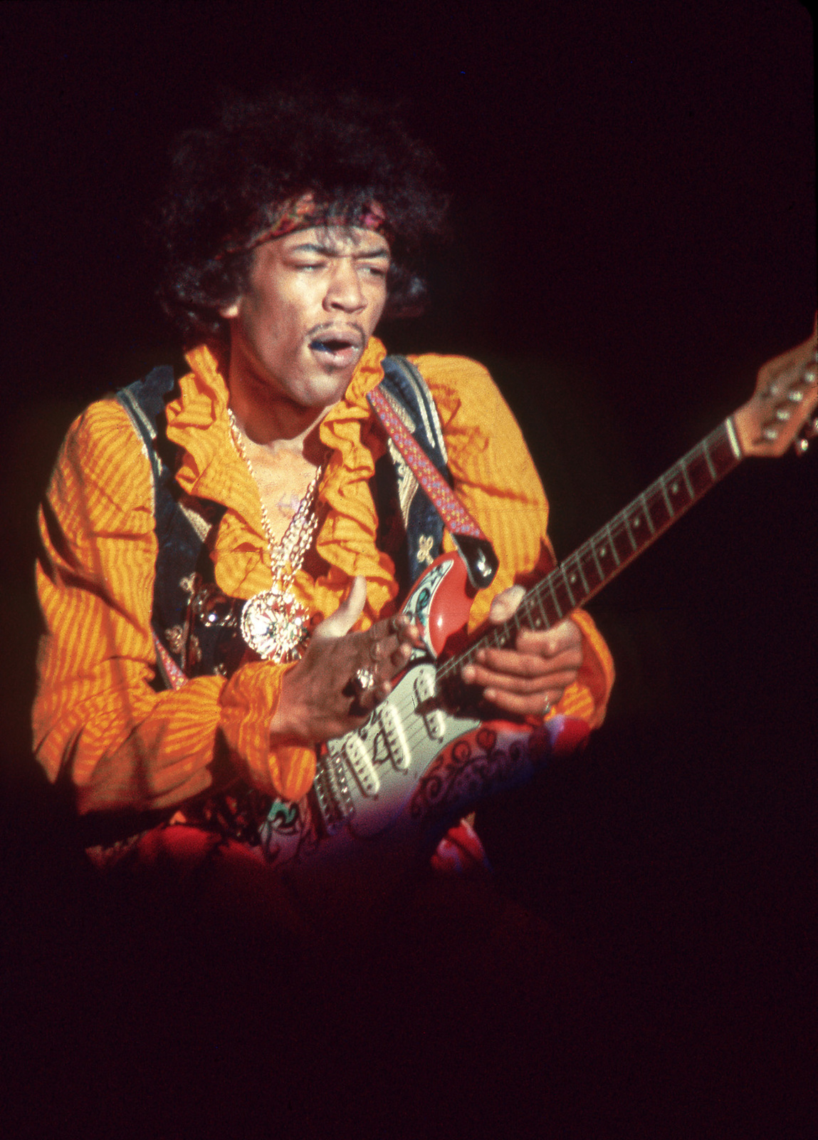 Jimi Hendrix Rockin out with Pick in Mouth at Monterey Pop, an Archival ...