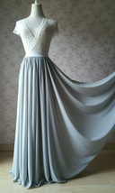 Chiffon Bridesmaid Maxi Skirt High Waist Chiffon Maxi Skirt Teal blue Plus Size image 14