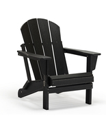 BLACK Patio Adirondack Chair Folding Outdoor Poly Seat Lounge Garden Dec... - $169.95