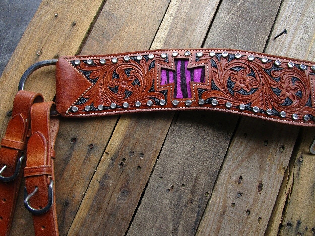 tripping-collar-purple-cross-black-floral-tooled-leather-show-horse