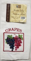 1 EMBROIDERED COTTON KITCHEN TERRY TOWEL, 15&quot; x 25&quot;, GRAPES by BH - $7.91