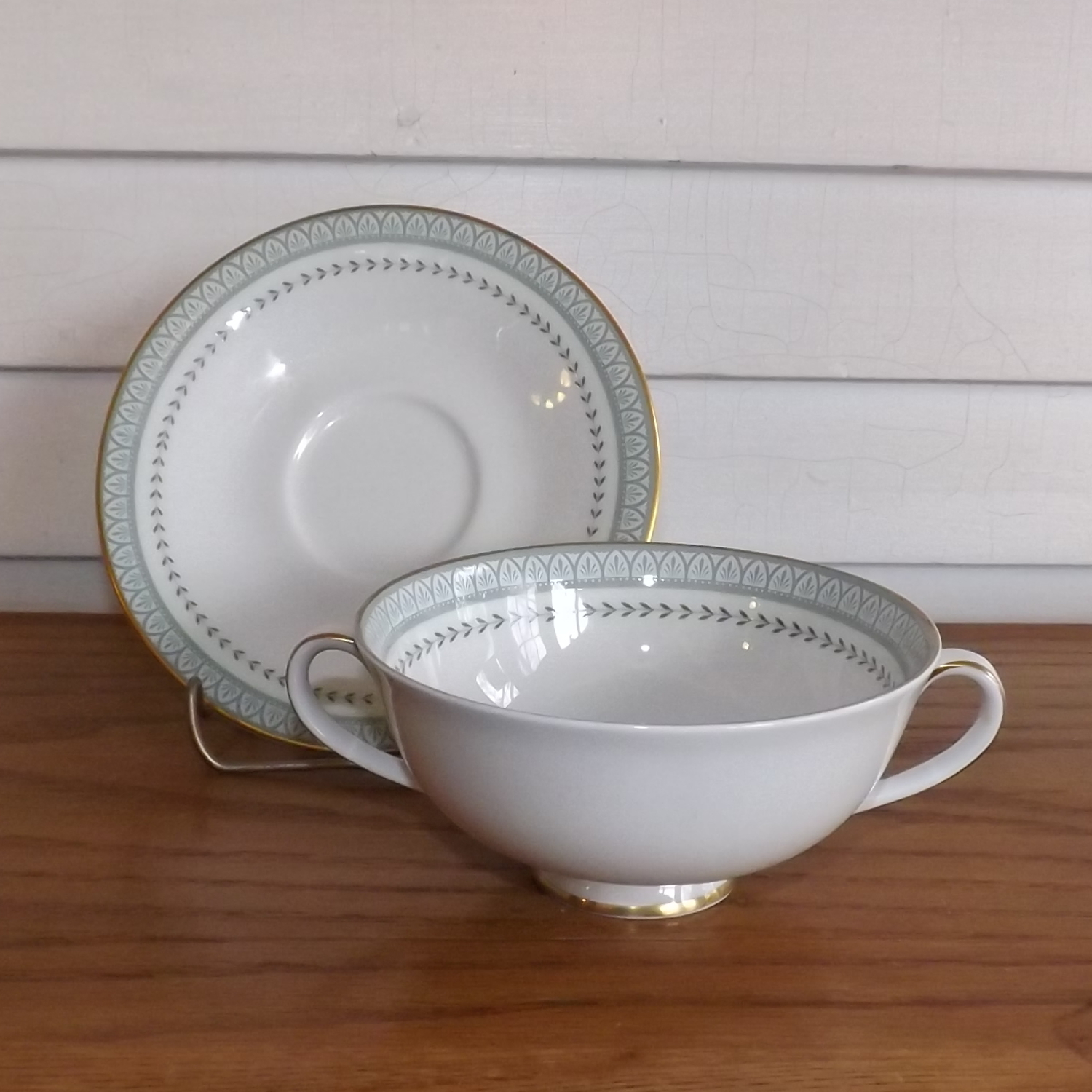 Royal Doulton Berkshire Footed Cream Soup Bowl and Saucer Vintage Fine