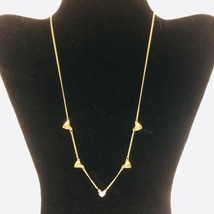 Avon Station Necklace Gold Tone Hearts With Center Pave Rhinestone Valen... - $24.00