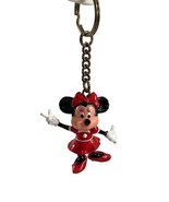 Vintage Minnie Mouse PVC Keyring Key Chain Gold Tone Red Black White - $11.88