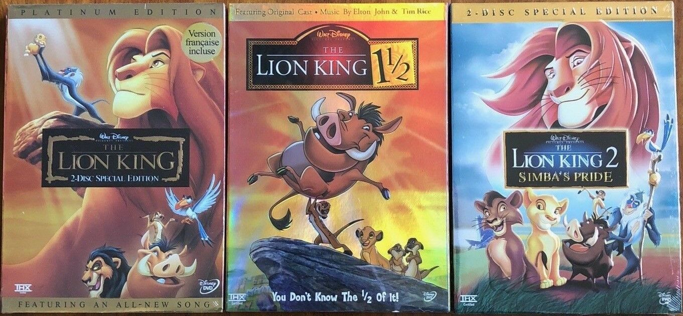 The Lion King 1, 1 1 2 , And 2 Trilogy Brand New 3-dvd Set Disney Set 