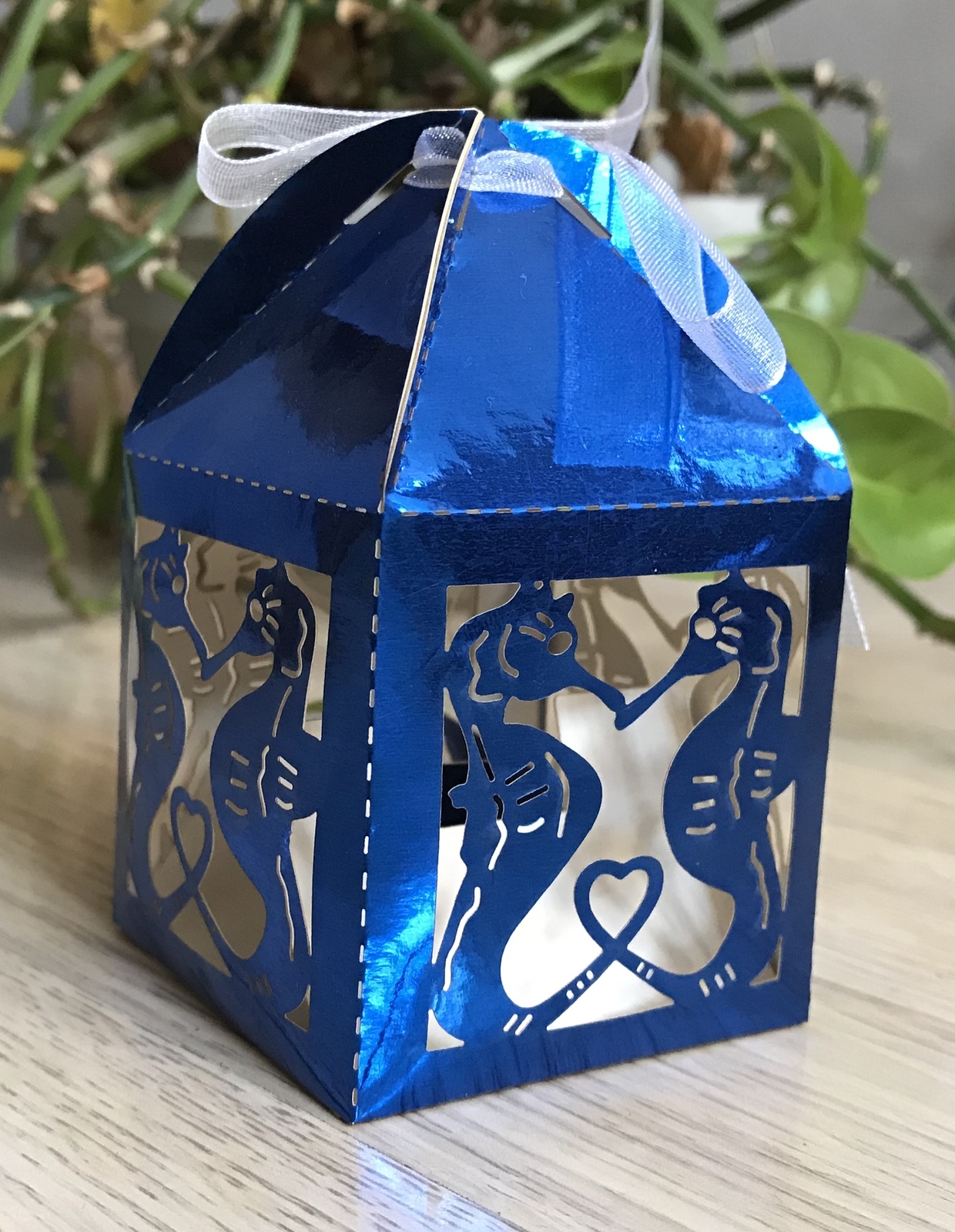 100pcs Metallic Paper Seahorse Wedding Favor Box,Party Favors,laser cut Gift Box