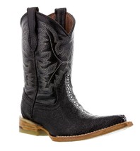 Boy Kids Toddler Black Real Leather Wear Cowboy Boots Stingray Crocodile Pointed - $54.99