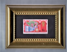 Framed Stamp Art - Used Stamp -  An English Christmas Angel - $8.99