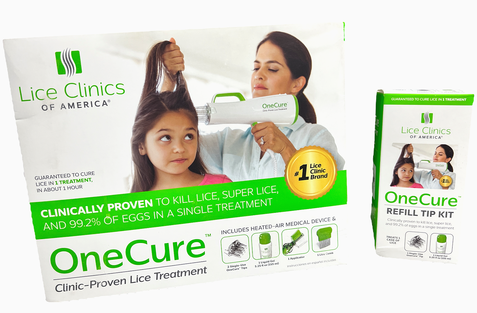 Lice Clinics of America OneCure Lice Treatment + Refill Tip Kit - 3 Treatments