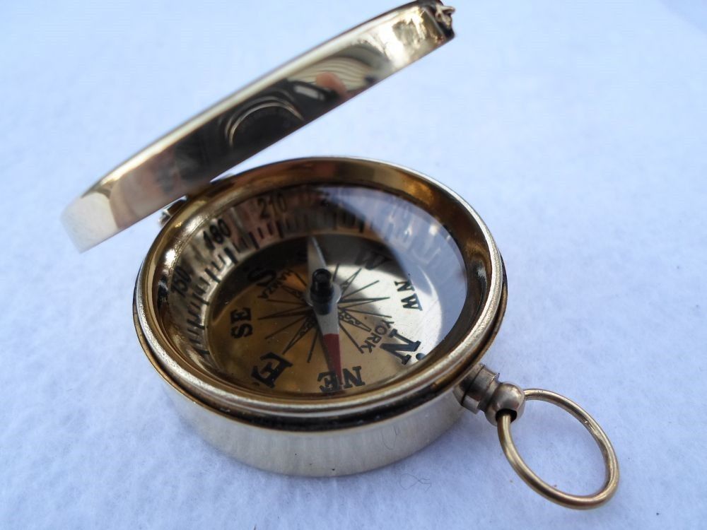 Nauticalmart Brass Compass With Lid Old Vintage Antique Pocket Style Compass Compasses