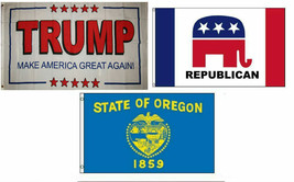3x5 Trump White #2 & Republican & State of Oregon Wholesale Set Flag 3'x5' - $14.88