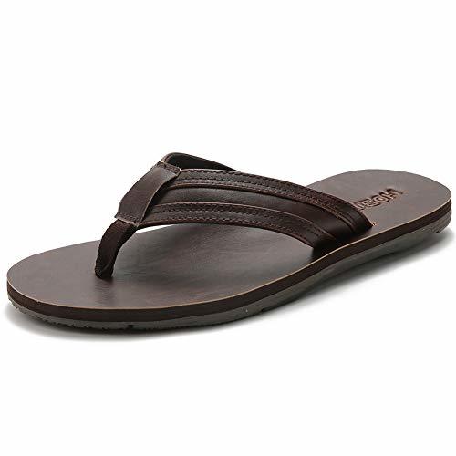 HOBIBEAR Men Flip Flop Thong Sandals Comfort Lightweight SlippersB-Dark ...