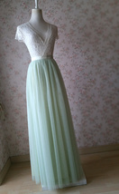 LIGHT GREEN Full Length Maxi Tulle Skirt Plus Size Wedding Bridesmaid Skirts image 7