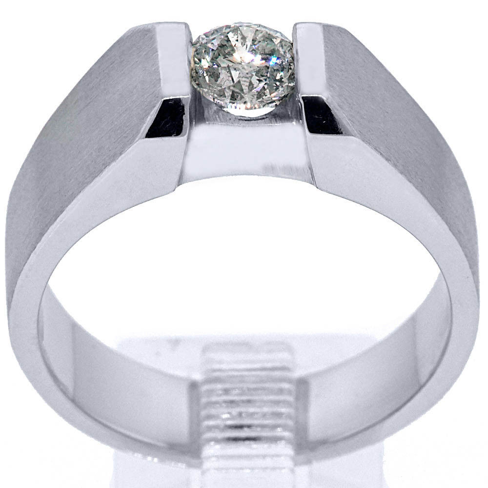 MENS SOLITAIRE ROUND FLOATING DIAMOND RING WEDDING BAND