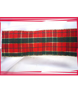 Wired Red and Green Plaid Gold Ribbon 5 pieces at 1.5 yards each- 2.5&quot; wide - $4.00