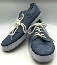 Ralph Lauren Polo Women's Chambray Blue Canvas Lace Up Sneakers Jeethan Low  - $24.98