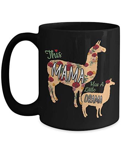 PixiDoodle Mother's Day Mama Llama Coffee Mug (15 oz, Black)