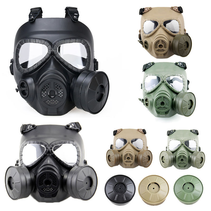 Tactical Shooting Full Face Anti Fog Paintball PC Mask with Air Filtration Fan