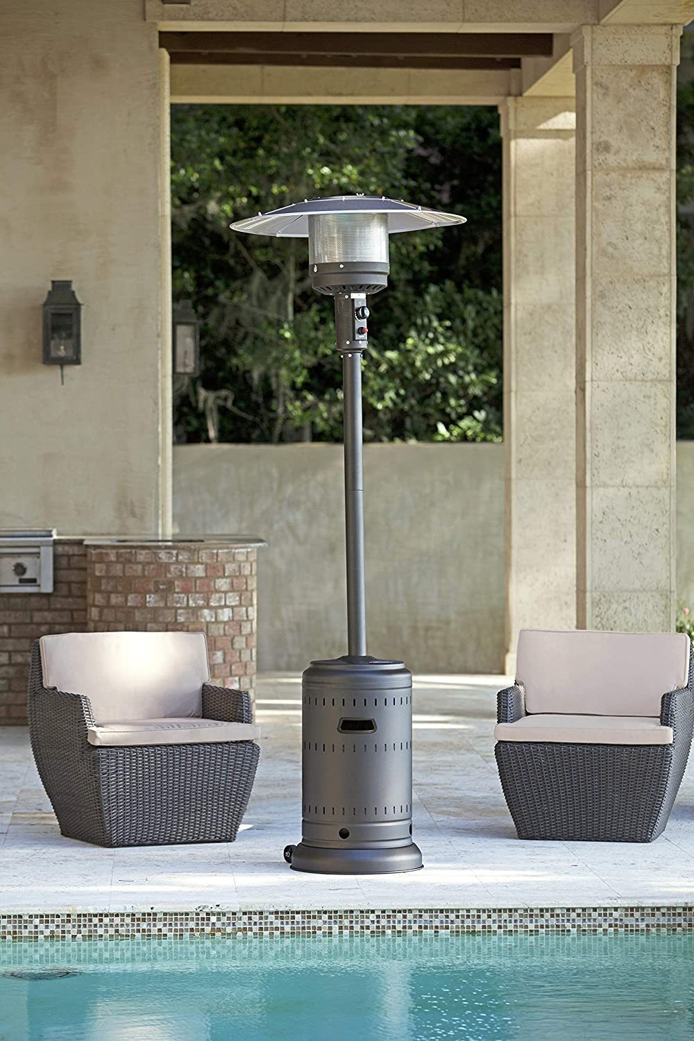 Fire Sense 46,000 BTU Gray Commercial Patio Heater Patio Heaters