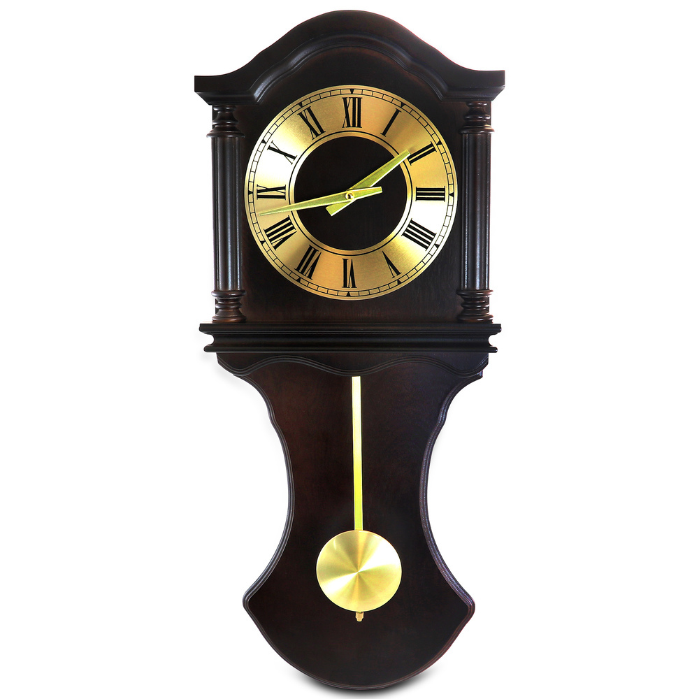 Bedford Clock Collection 27.5 Inch Wall Clock with Pendulum and Chimes