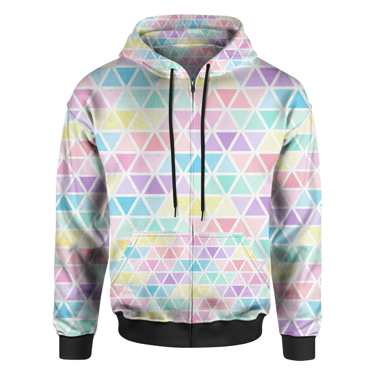 Pastel Triangles Men Zip Up Hoodie Sweaters