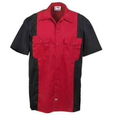 Dickies work shirt short sleeve black red two tone size 4xl cotton ...