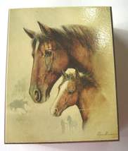  Small Wood Trinket Box Hinged Lid Features Ruane Manning&#39;s Horse Mare a... - $19.99