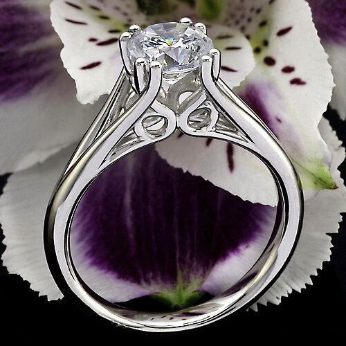 1.45Ct Round Cut White Diamond 925 Sterling Silver Split Shank Engagement Ring