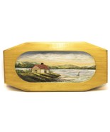 Vintage Folk Art 3D Wood Carving Hand Painted House By The Lake L. Robic... - $74.22