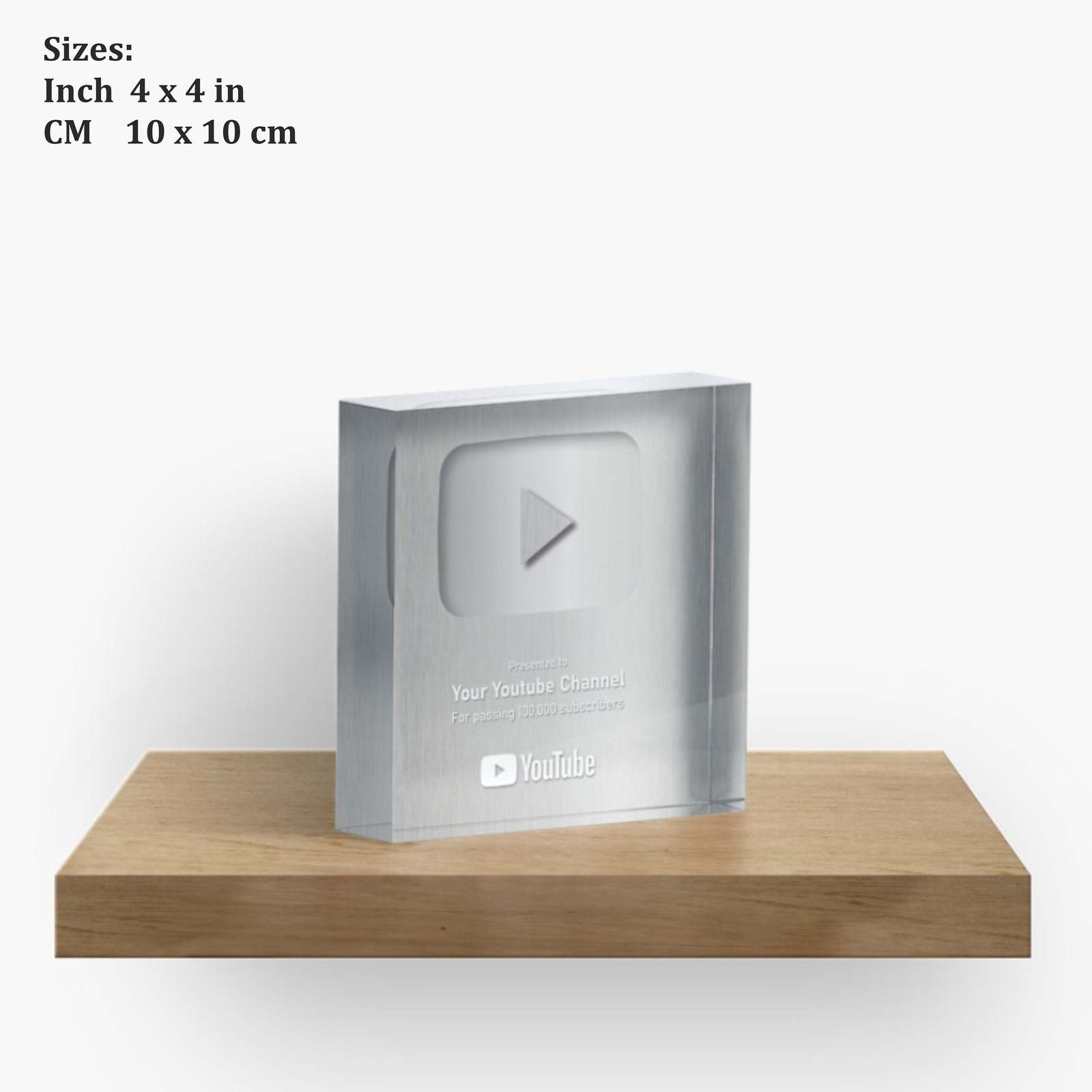 YouTube Award Plaque with the Silver Play Button for your YouTube Channel Awards