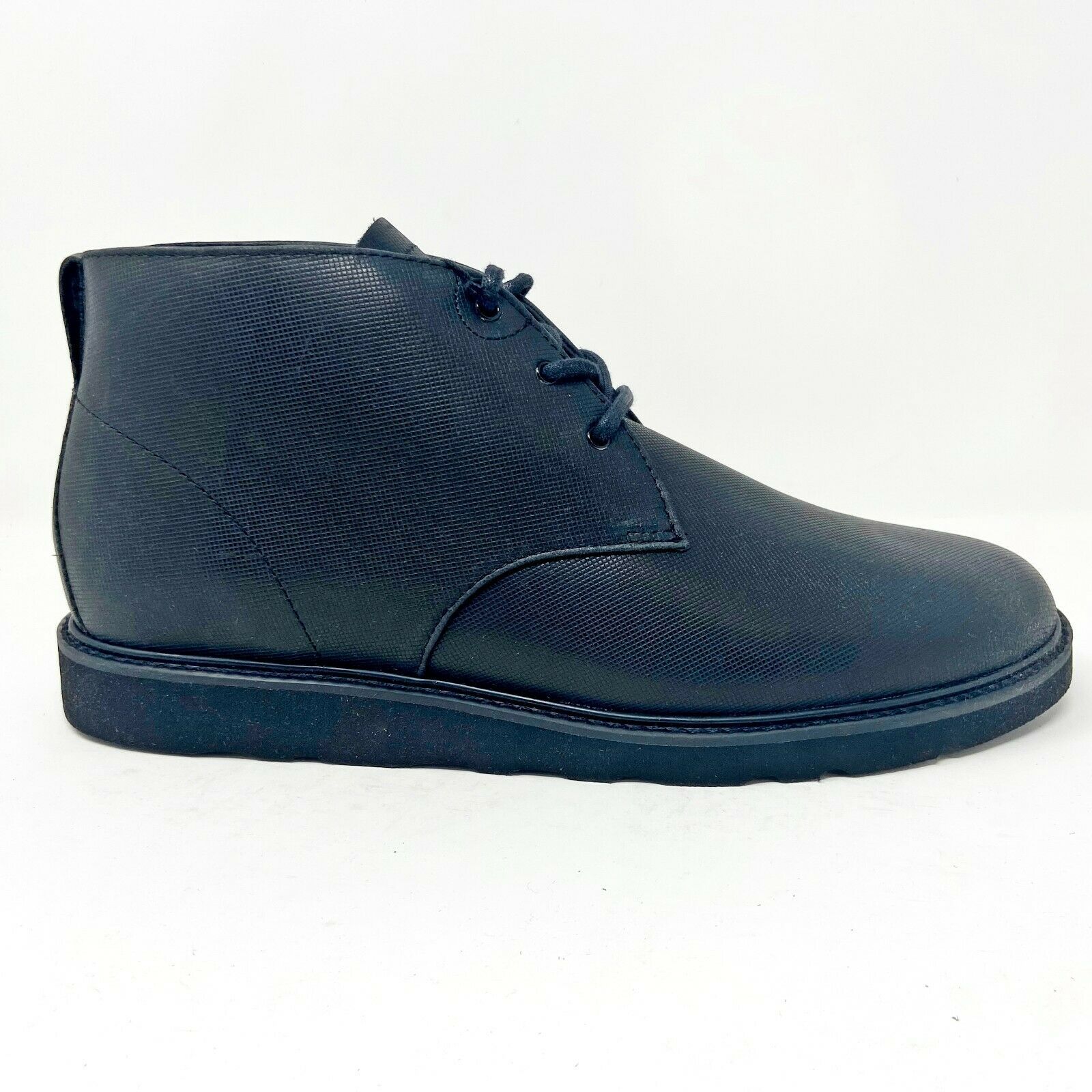 Clae Strayhorn Vibram Black Debossed Leather Mens Casual Sneakers