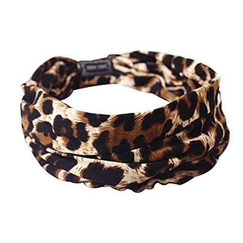Set of 2 Leopard Print Retro Style Head Cloth Summer Sports Hair Bands