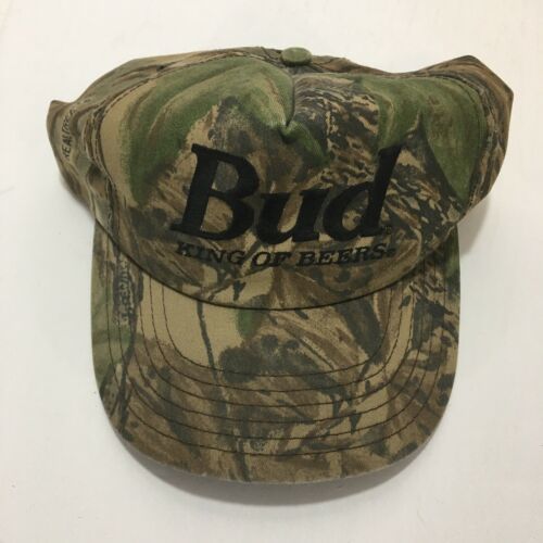 VINTAGE BUD KING OF BEERS BUDWEISER SNAPBACK CAMO CAMOUFLAGE HAT CAP ...