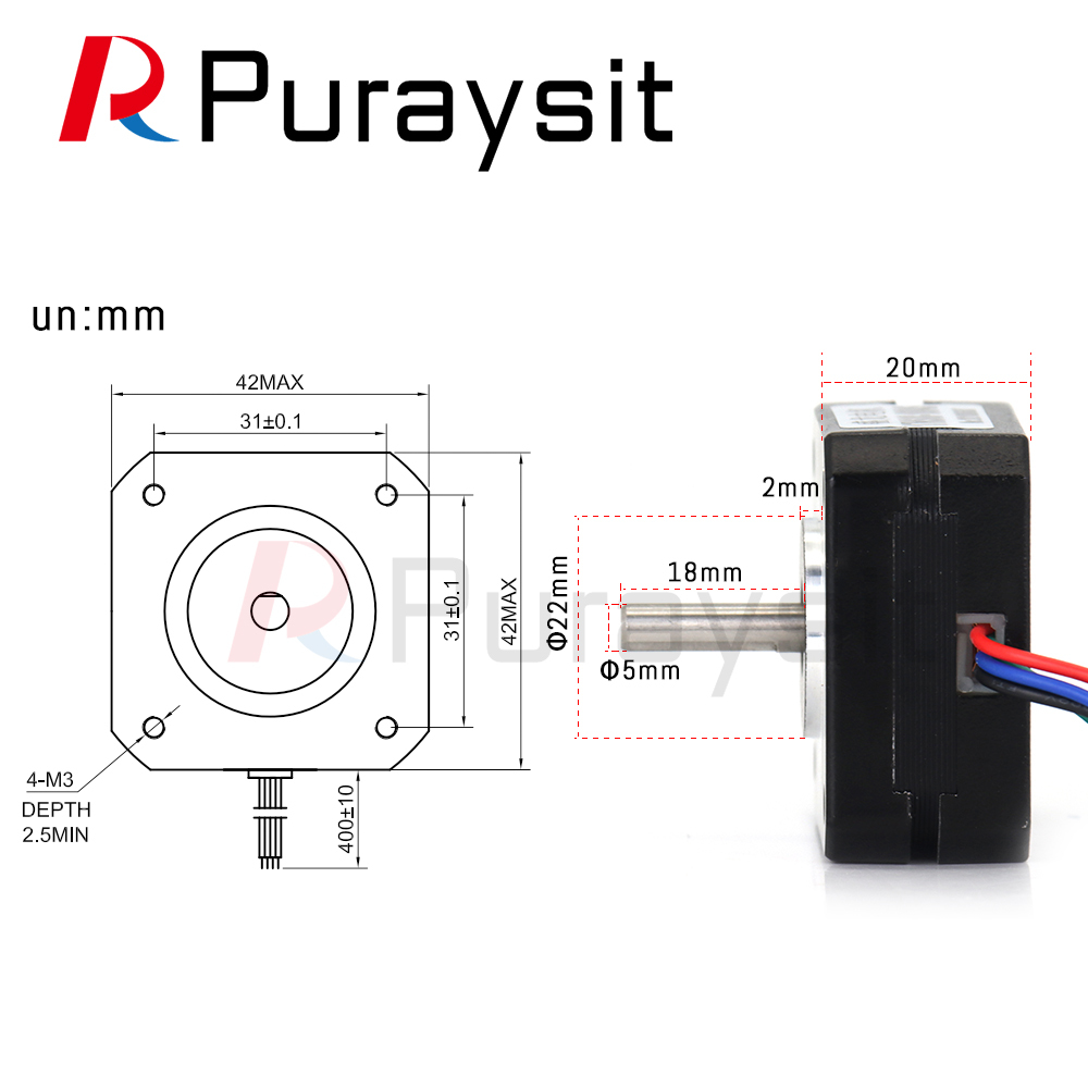 Nema 17 Stepper Motor 20mm 16Ncm 1A Nema17 Step Motor 4-Lead 17HS08 ...